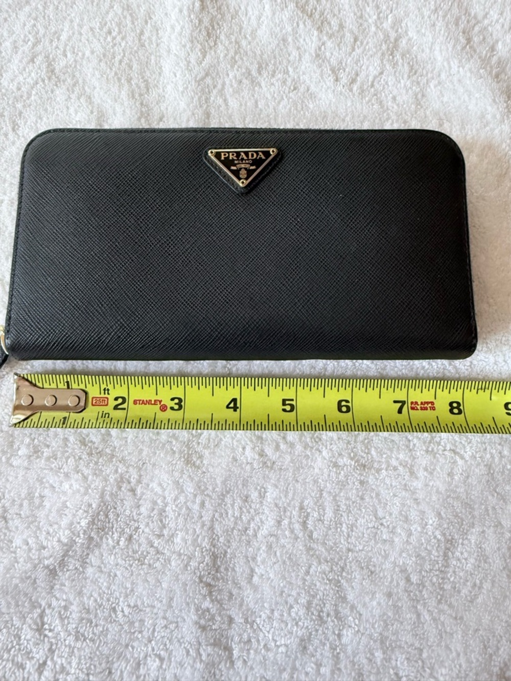 Prada Black Saffiano Leather Wallet with Gold Triangle Logo - Picture 10 of 11